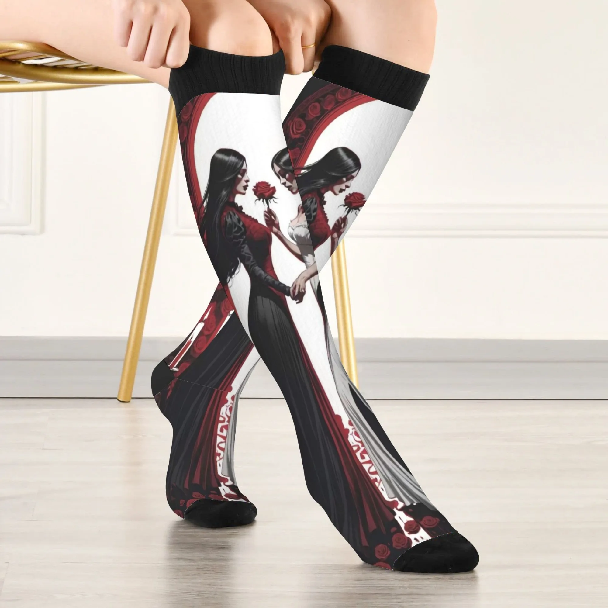 

Чулки для девочек в готическом стиле, уличные модные повседневные женские носки в стиле ретро в стиле хип-хоп, удобные теплые нескользящие спортивные компрессионные носки