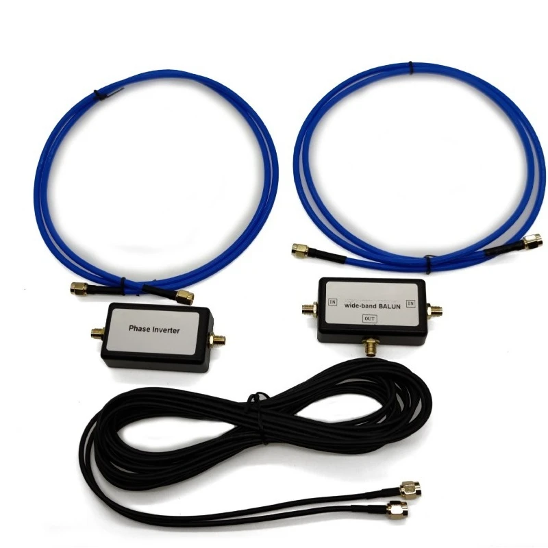 Portable Passive Magnetic Loop Antenna Set with Phase Inverter BALUN Cables for HF VHF Radio Signal Receiving Test Equipment