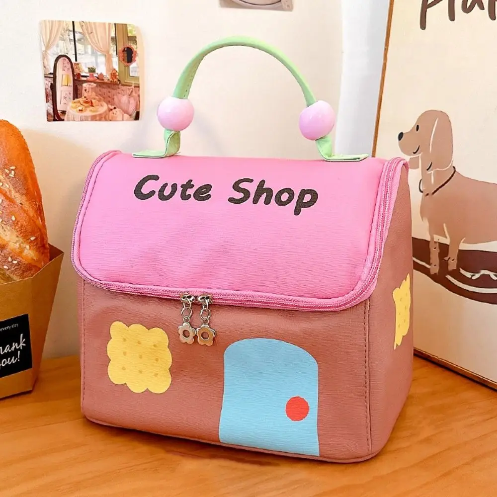 

Waterproof Small House Insulation Bag Large Capacity Cartoon Hand-held Lunch Bag Picnic Supplies Oxford Portable Lunch Box