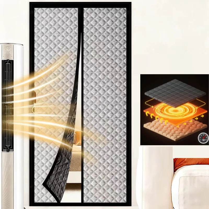 Winter warm cotton door curtain, thickened windproof curtain, magnetic door curtain, shading and cold resistanceen