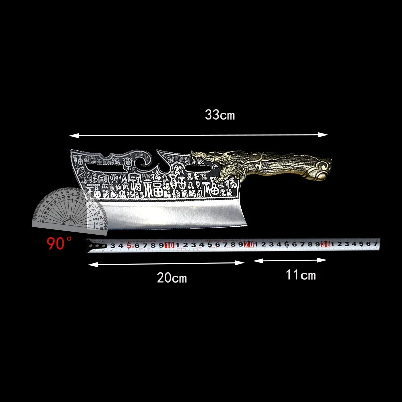 Longquan Kitchen Knife Copper Dragon Handle Handmade Forged Chef Cleaver Slicing Knife For Cutting Vegetables Meat Cooking Tools
