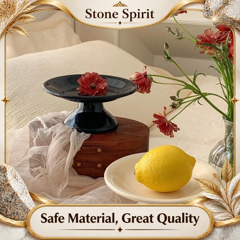 Nordic Style Creamy Melamine Tray - High-Legged Holder for Fruit/Jewelry/Snacks, Ideal for Living Room Coffee Table Display