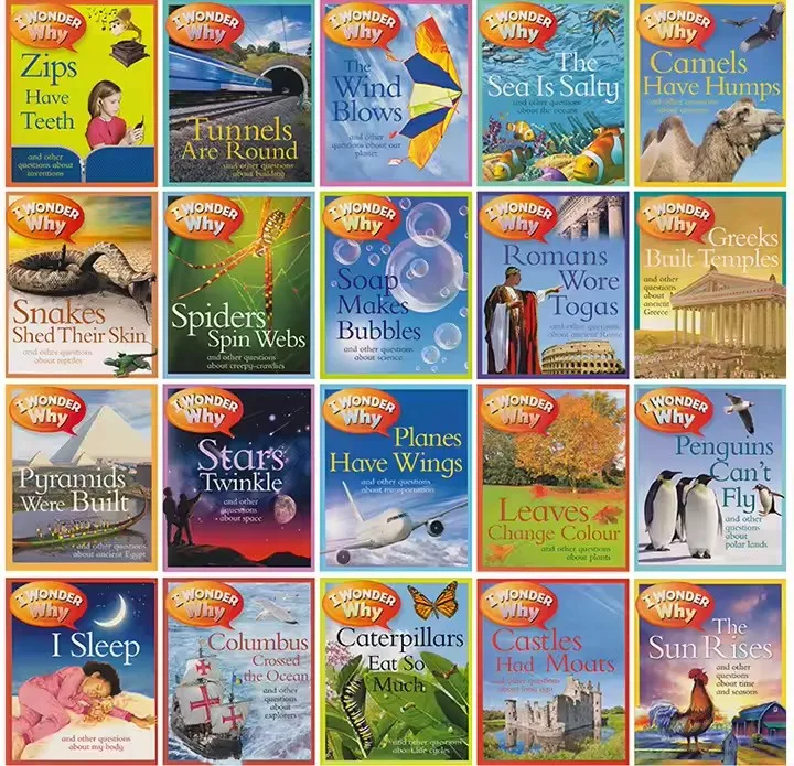 Random 1 book  I Wonder Why Children Encyclopedia Science Space Animal Bulding Learing English Reading Early Education