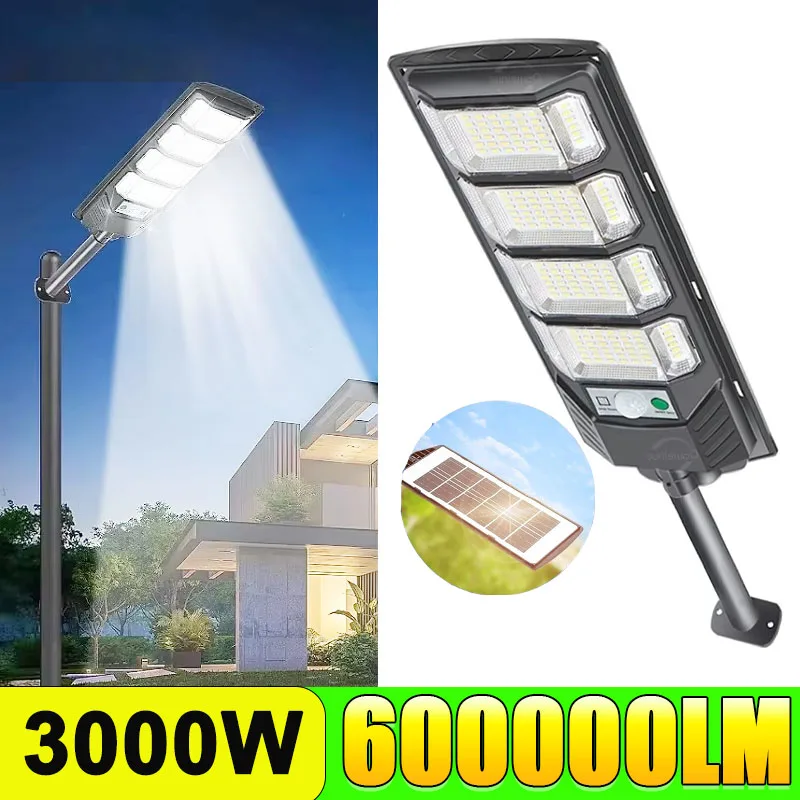 600000LM Solar Led Light Outdoor Most Powerful Outdoor Solar Lamp 3000W Remote Control Waterproof Light Garden Street Lamp
