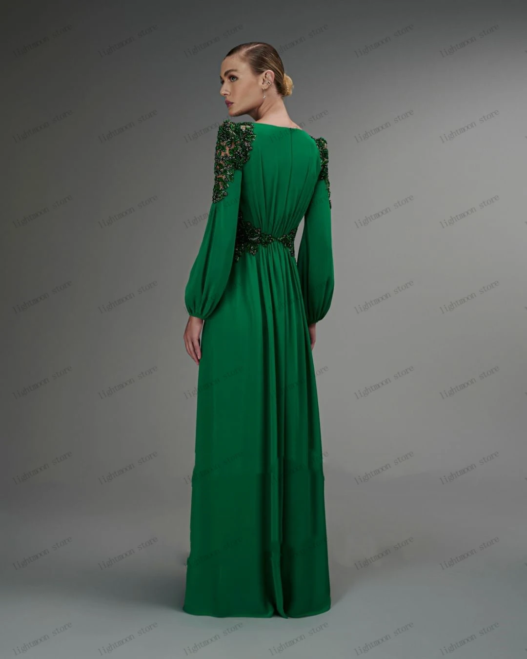 Modest Evening Dresses A-Line V-Neck Prom Dress Long Puff Sleeves Ball Gowns Floor Length Robes For Party 2024 Vestidos De Gala