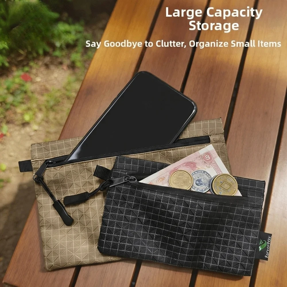 Portable Lightweight Outdoor Storage Bag Waterproof ‌Wear Resistant Key Card Zipper Coin Purse Cash Wallet Hiking Camping Gear