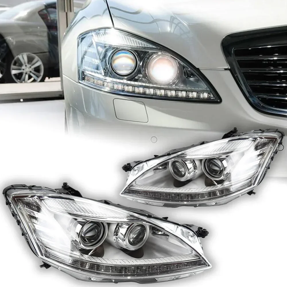 

STLFCar фары для W221 линзы проектора 2006-2009 S-класса динамический сигнал налобный фонарь S350 S400 светодиодные фары Drl Automot