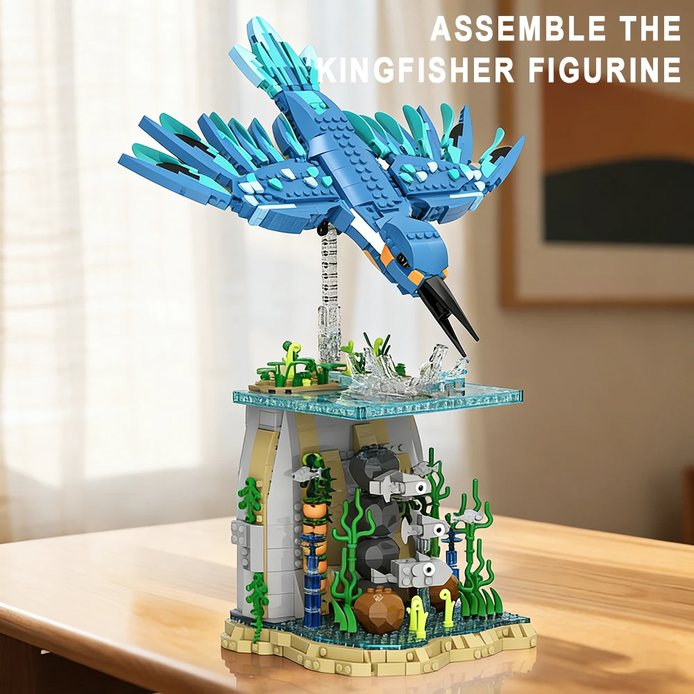 Animal Bird Kingfisher Model Building Blocks Creative Expert Assembly Sets Bricks Module Toys Christmas Gifts For Room Decor