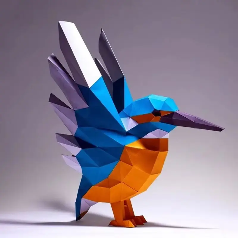 

Летающий зимородок, бумажная модель, птица, животное, 3D ремесло, ручная работа, низкие полиэтиленовые пазлы «сделай сам», игрушки, домашний декор, украшение стола