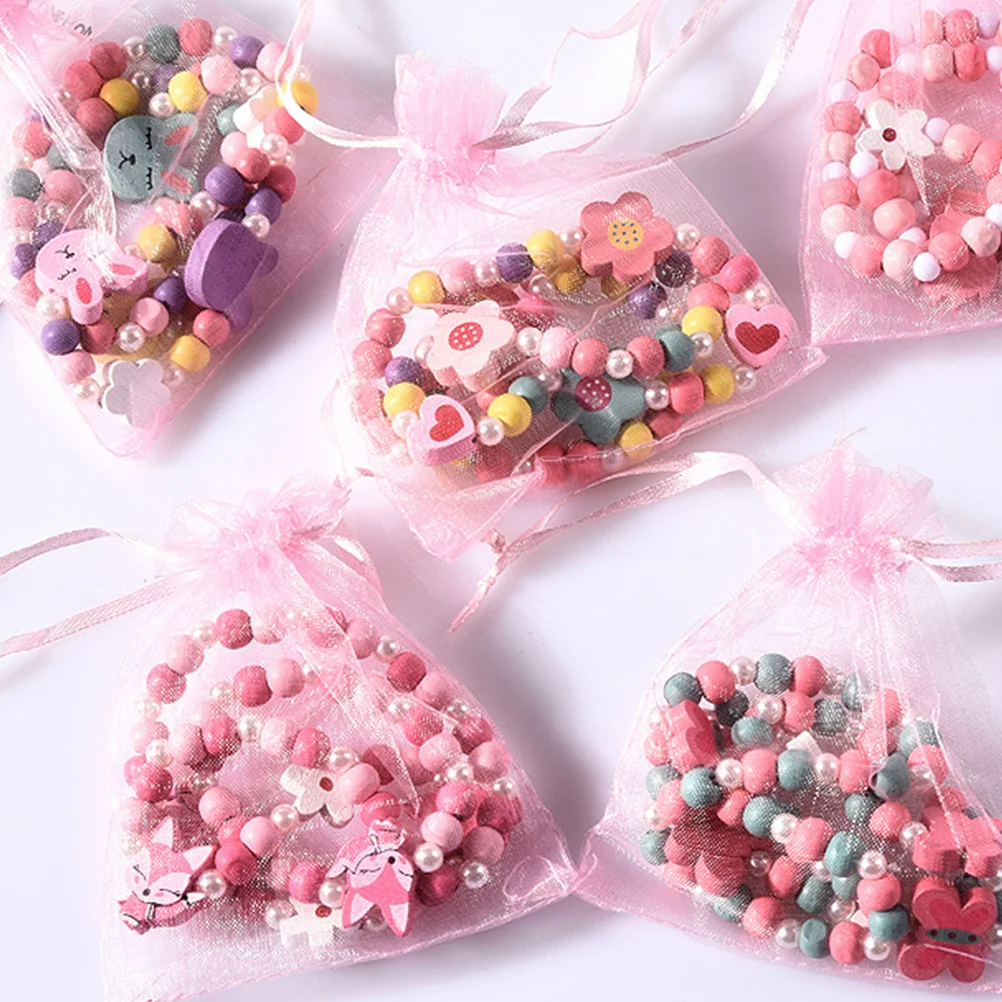 Wooden Bracelet Necklace Set for Kids Creative Tassel Design Colorful Animal Shape Jewelry Gift for Children Birthday