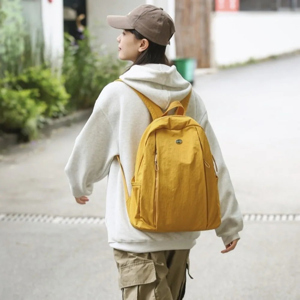 Fashion Solid Color Nylon Backpack Harajuku Large Capacity Shoulder Bag Women All-Match Waterproof Backpacks for Men Boy