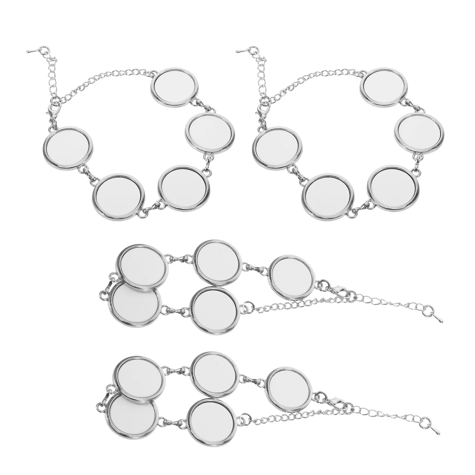 

4pcs Blank Bracelet Sublimation Round Base Trays For Diy Jewelry Making Heat Transfer Craft Kits Friendship Gift Bangle Decor