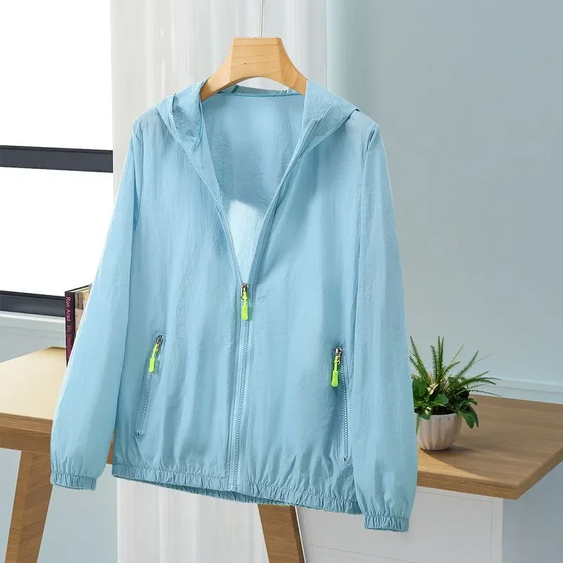 2025 جديد الصيف سترة النساء ملابس وقاية من الشمس عادية مقنعين الأشعة فوق البنفسجية حماية تنفس رقيقة معطف الإناث فضفاضة قصيرة القمم B9 #4