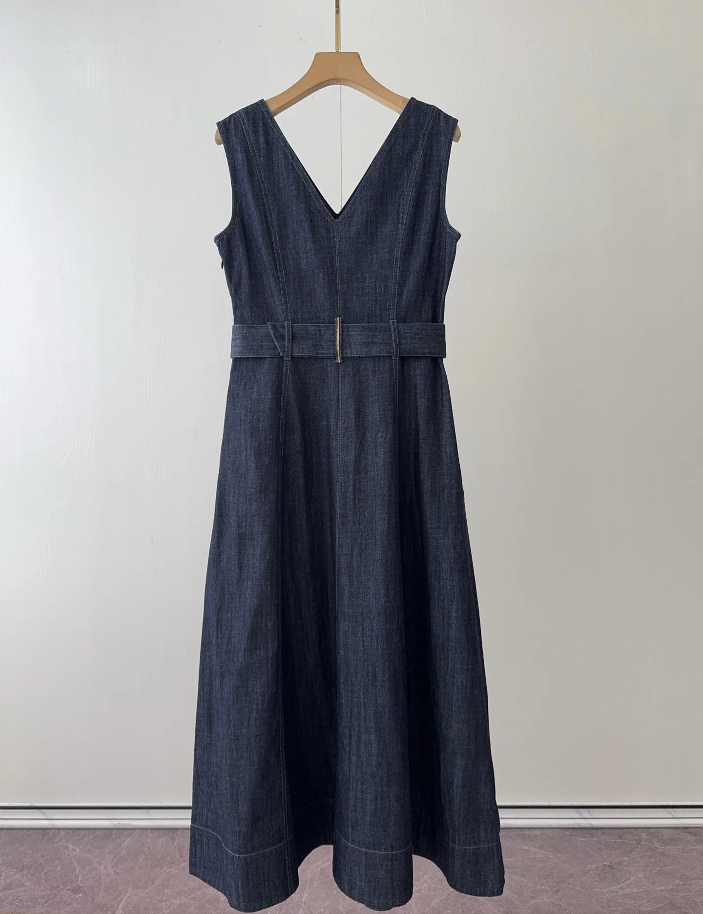 2026 pearl chain denim vest dress