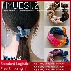 Colorful Bowknot Braided Hait Ties Ropes High Elastic Thickened Ponytail Holders Rubber Band Women Girls Simple Headwear