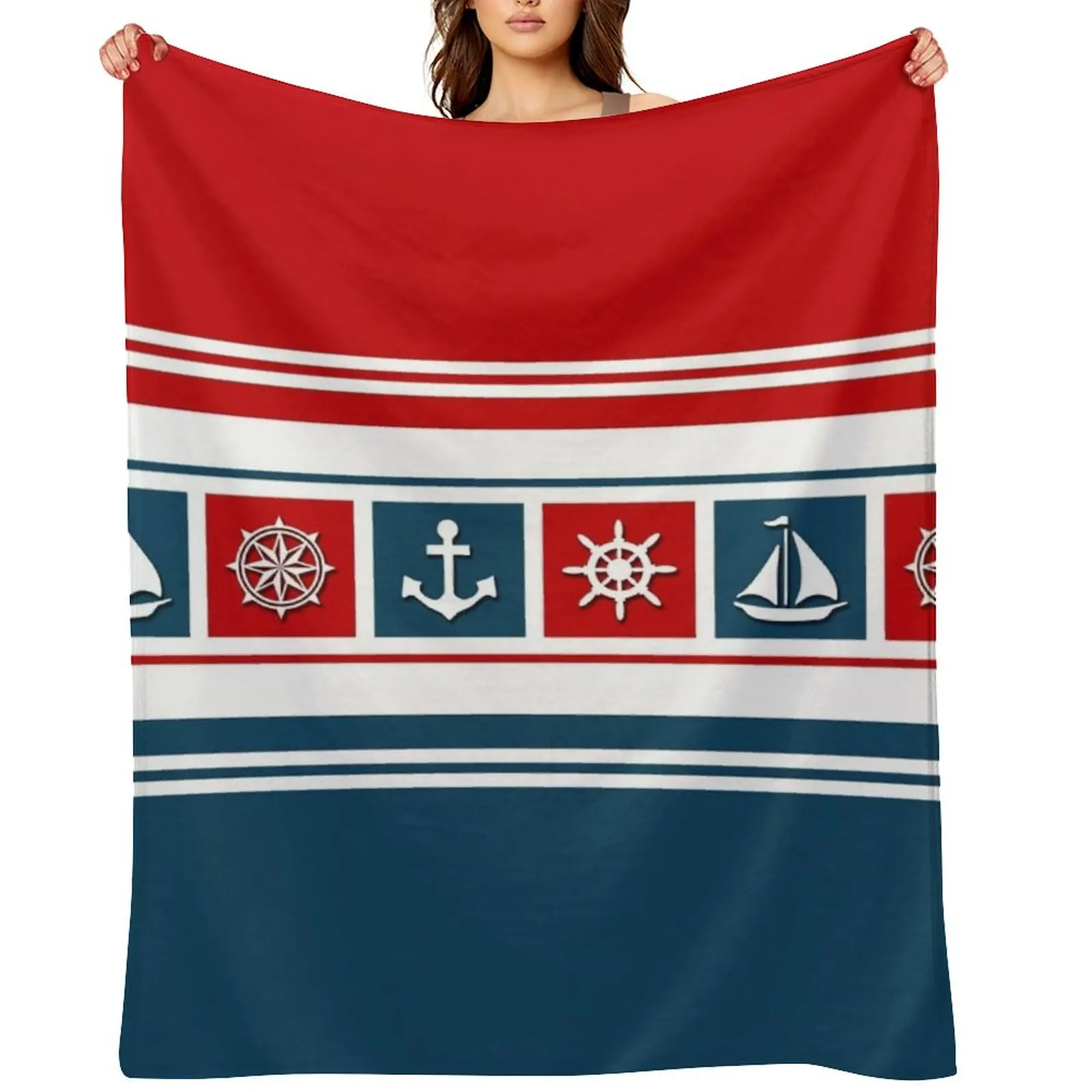 

Nautical symbols Throw Blanket Bed linens Giant Sofa Blankets For Sofas Bed Fashionable Blankets