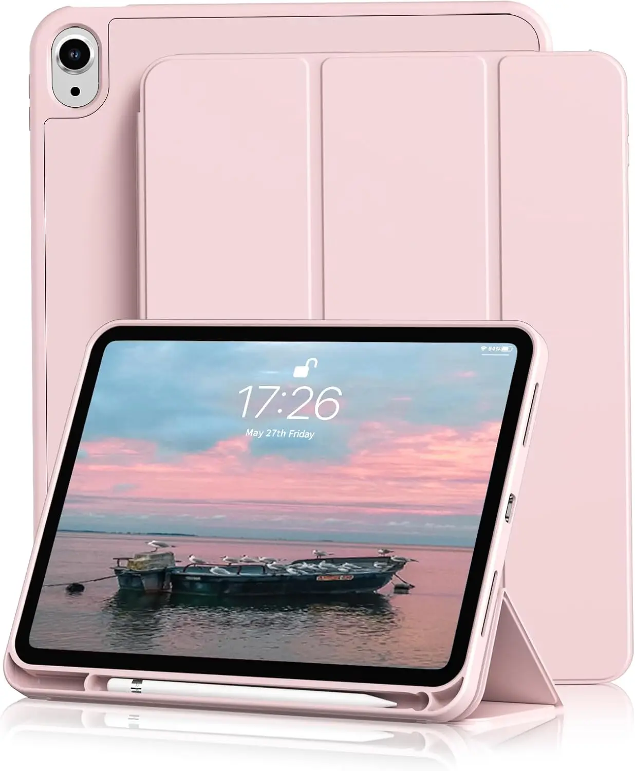 

Чехол для iPad 11/10-го поколения с держателем для карандашей 11/10,9 дюймов, 2025 A16/2022, мягкая задняя крышка из ТПУ, гибридная тонкая защитная подставка в три сложения