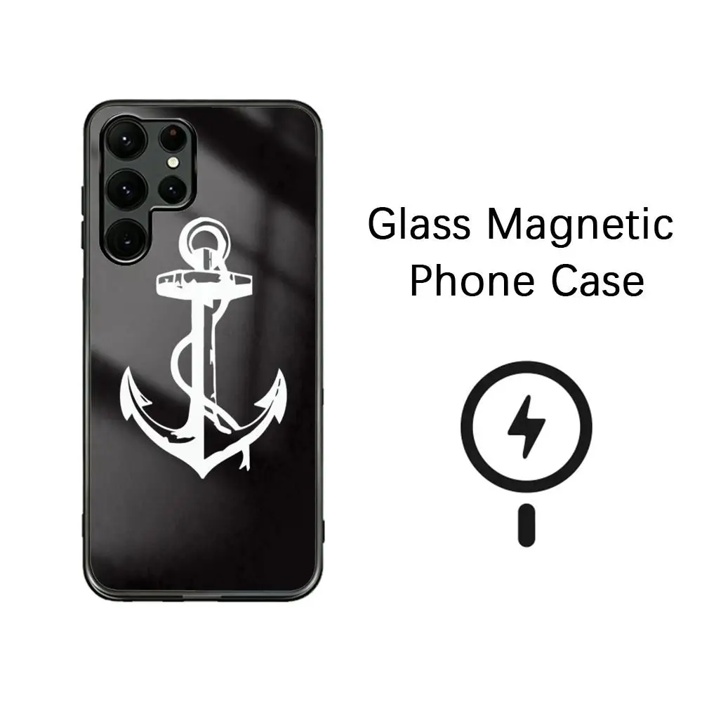 Anchor Nautical Sailor Sailing pattern Phone Case For Samsung S26 S25 S24 S23 S22 S21 S20 Plus Ultra Note20 Glass Magnetic Case