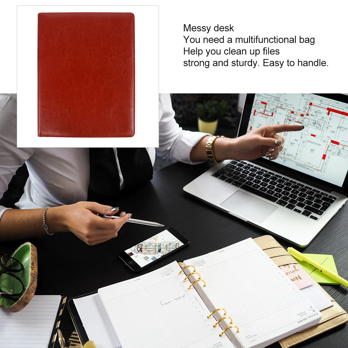 

1pc Business File Folder High-Quality Waterproof Portable A4 Document Organizer Office School Supplies File Folder