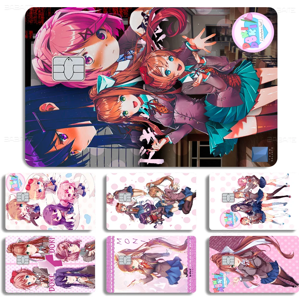 D-Doki L-Literature C-Club Credit Card Skin Stickers No Adhesive Residue Water Proof For VISA Credit Card Subway Access Card