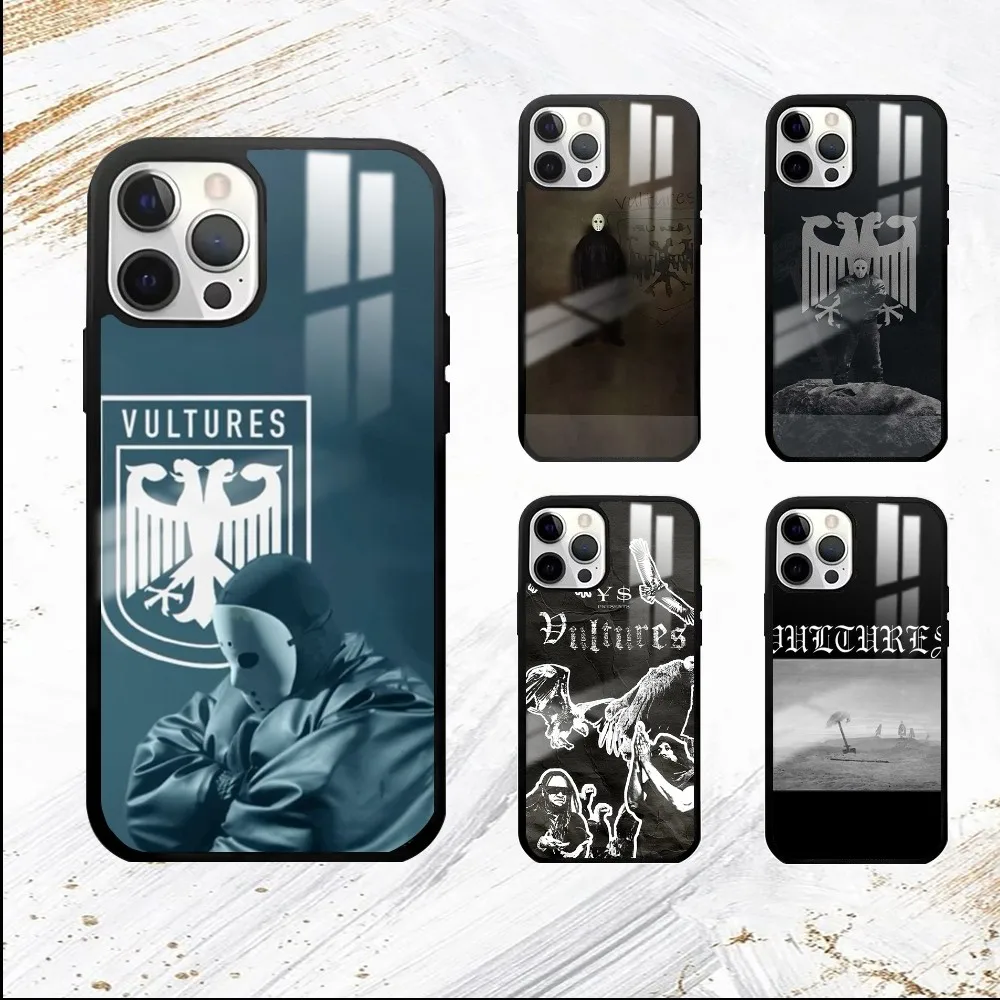 Rapper Kanye West Vultures Phone Case For iPhone 16 15 14 13 12 11 Pro Max Plus Mini PC Fashion High Quality mirror phone case