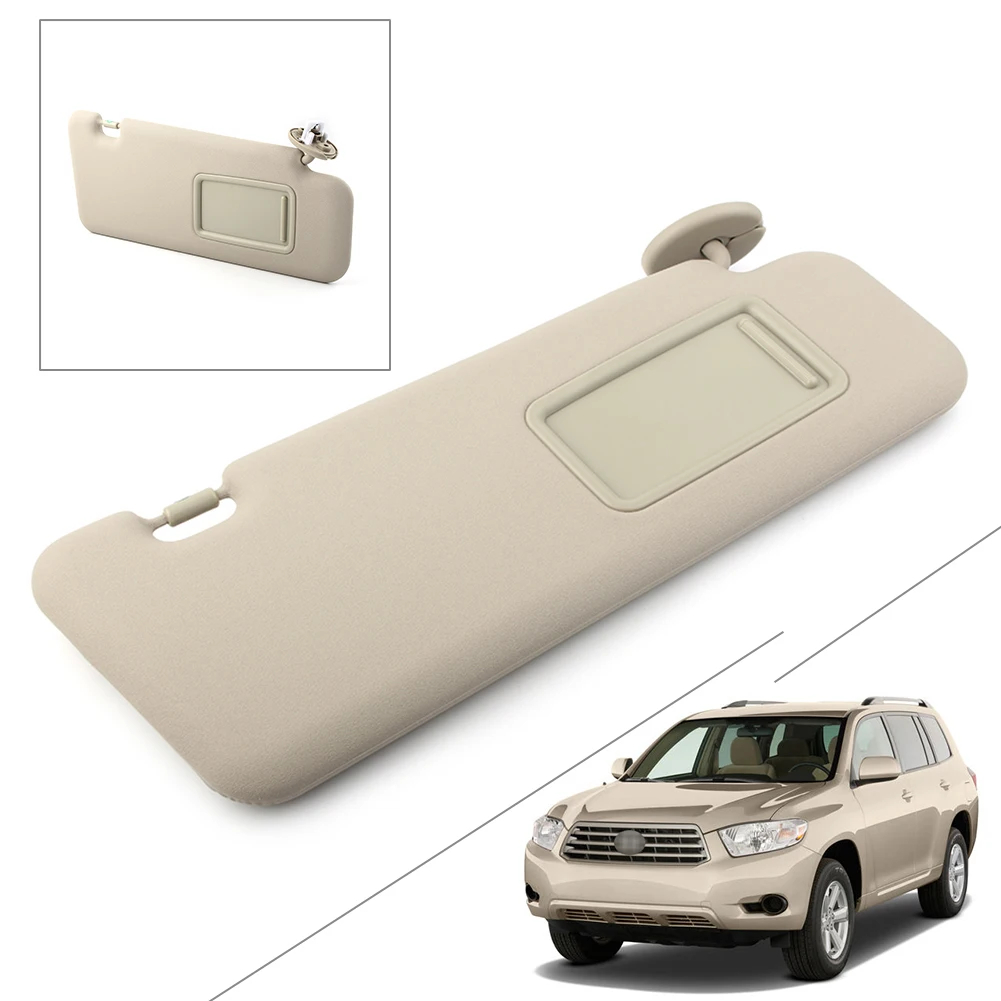 Beige Car Sun Visor Sunshade Shield For Toyota Highlander 2008 2009 2010 2011 2012 2013 W/ Vanity Light Right Side