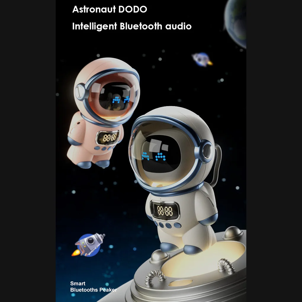 

Astronaut Stereo Wireless Speaker Digital Audio Radio Music Player Alarm Clock Electronic Loudspeaker for Present