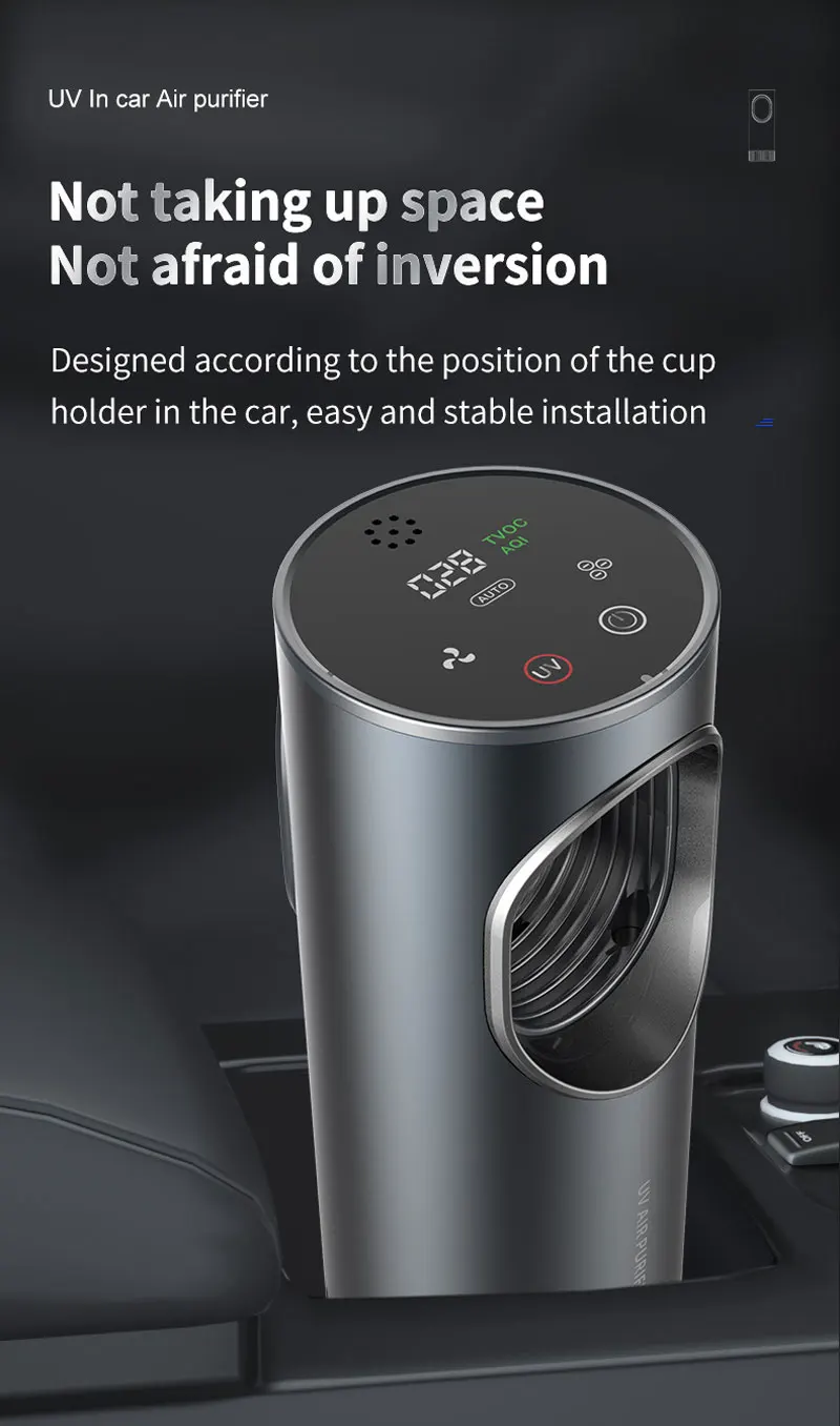 UVC Air Purifier Negative ions Ozonizer Portable Air Disinfectant Car Interior Cleaner  Deodorant for Cars Vehicle Sterilizer