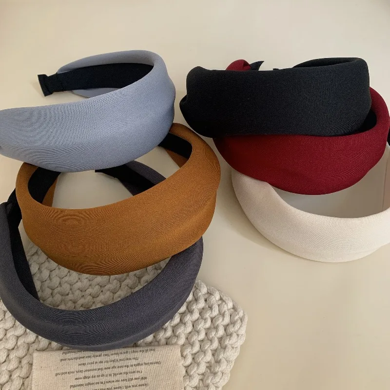 

Korean Vintage Solid Fabric Wide Headband Soft Non Slip Face Wash Daily Hair Hoop for Women Girls Elegant Versatile Daily Wear
