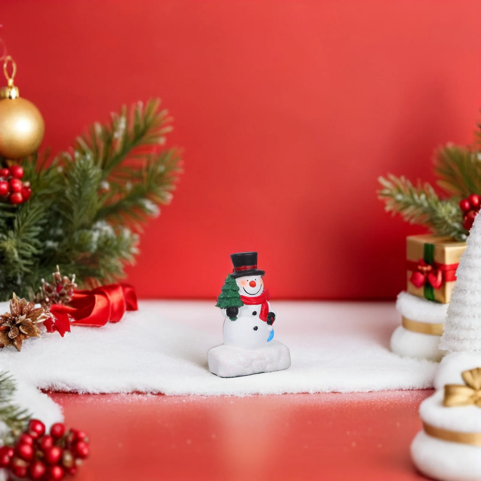 

Cute Mini Resin Snowman Indoor Decoration for Christmas Shelf Table Holiday Centerpiece Fairy Garden Ornament Set