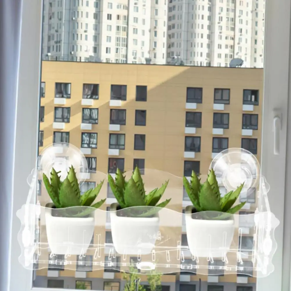 Acrylic Window Planter Acrylic Hanging Aquarium Plant Holder with Suction Cups Window Planter Garden Shelves for Succulents