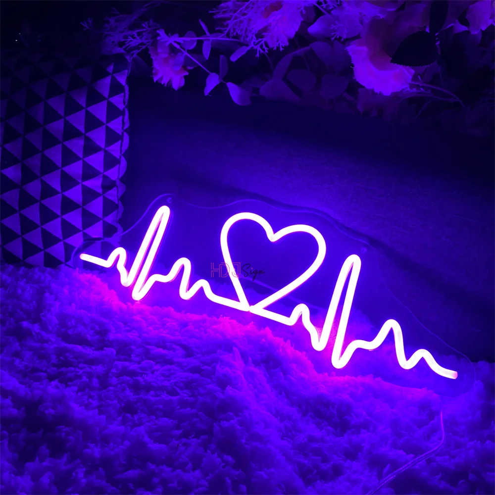 Imagem -03 - Eletrocardiograma Neon Led Sign Luzes Led Personalizadas Usb Decoração da Parede do Quarto Casamento Decoração de Aniversário