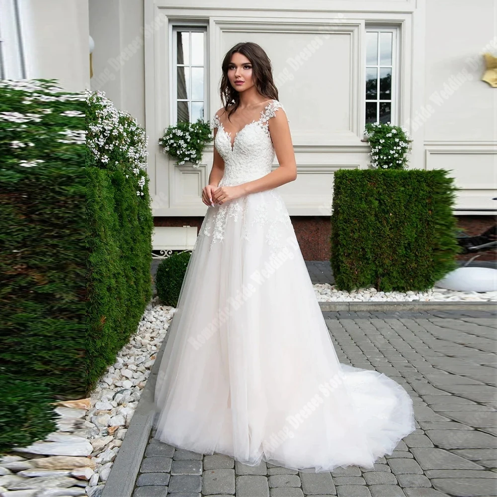 

Sweetheart Collar A-Line Wedding Dresses For Women Sexy Lace Printing Prom Gowns Mopping Length Ball Vestido De Novia Customized