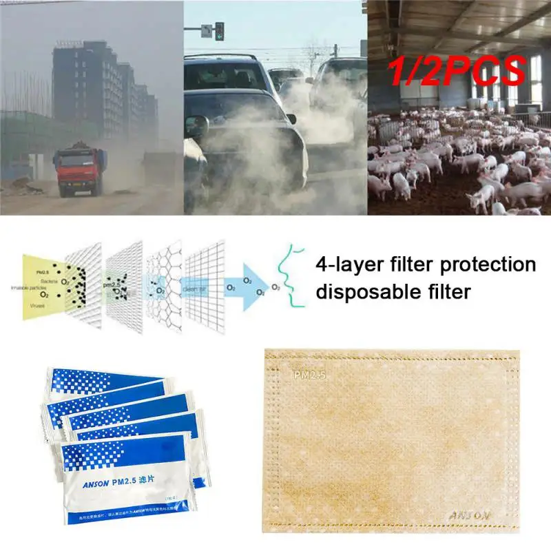 1/2 pz Anti Haze facile da trasportare sicuro da usare filtro a carbone attivo a 5 strati materiali di alta qualità maschera non allergica antipolvere