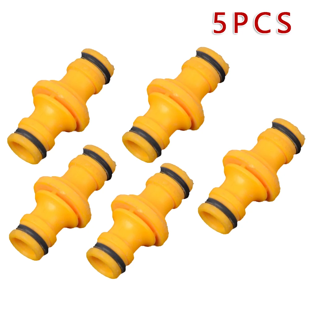 Connecting Connector Plastic Set Spare Water Yellow 1/2inch 5PCS 5pcs Double Male Hose Pipe Joint Kit Part Hot
