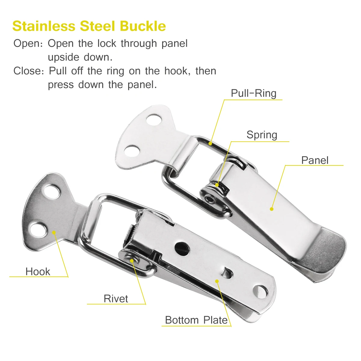 

4pcs Stainless Steel Latches Durable 73mm Length 4mm Hole Silver Boxes Cases Chests Home Office Shop Locks Hardware Toggle Hasp