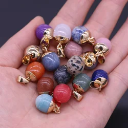 Fashion Natural Stone Rose Quartz Pendant Charms Bean-shaped Lapis Lazuli Pendants DIY Necklace Earring Jewelry Making Gift