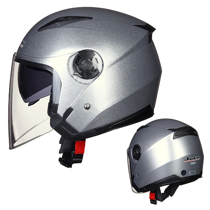 Männer Frauen offenes Gesicht Motorrad helm Doppel linse Retro Vintage 3/4 Jet Helm Half Cafe Racer Elektro roller Fahrrad Punkt genehmigt