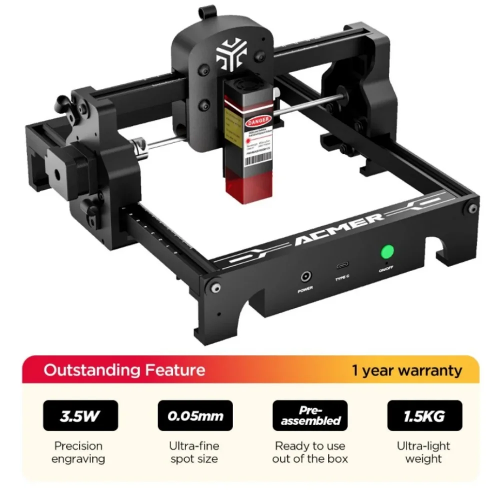 ACMER Mini draagbare lasergraveerder Hoge precisie CNC-snijgereedschappen Graveermachine DIY voor logo Hout Glas Acryl Beginner