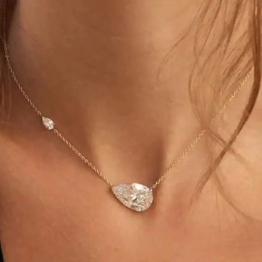 

Water Drop Shaped Pendant Necklace For Women Minimalist Collarbone Chain Fashion Jewelry
