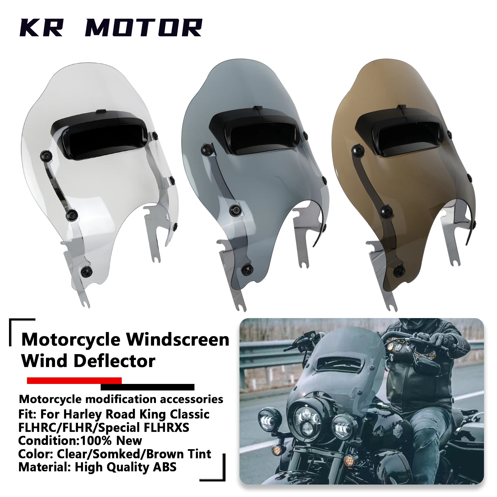 Motorcycle Front Windscreen Fits For Harley Road King Classic FLHRC/I FLHR/I /Special FLHRXS Wind Deflector Spoiler Screen 98-25