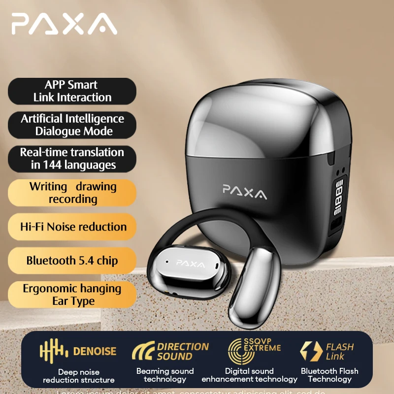 PAXA Space-Y3Pro AI Wireless Bluetooth 5.4 Earphones Hi-Fi Stereo Game Music Headset Can Recording Translation HD Call AI Chat