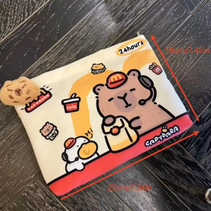 

Capybara Prints Makeup Bag with Zipper Cute Canvas Cosmetic Pouch Portable Travel Storage Bag for Daily Use〔CC88〕