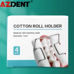 Aço inoxidável dental ortodôntico clip, algodão rolo titular, 4pcs por caixa