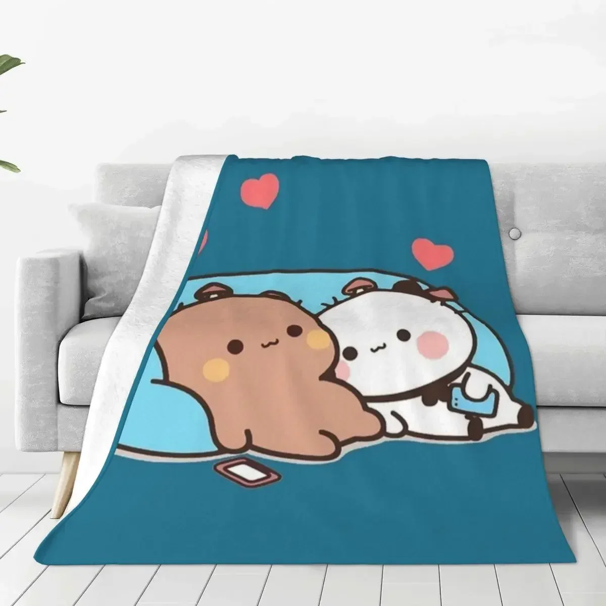 Bear And Panda Bubu Dudu Blanket Cute Cartoon Balloon Flannel Throw Blankets Bedroom Sofa Decoration Soft Warm Bedsprea