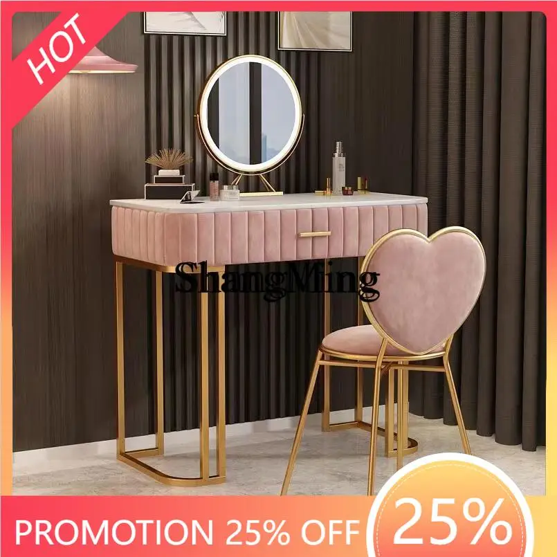 

SM home dressing table bedroom post-modern simple light luxury princess with lamp marble makeup table