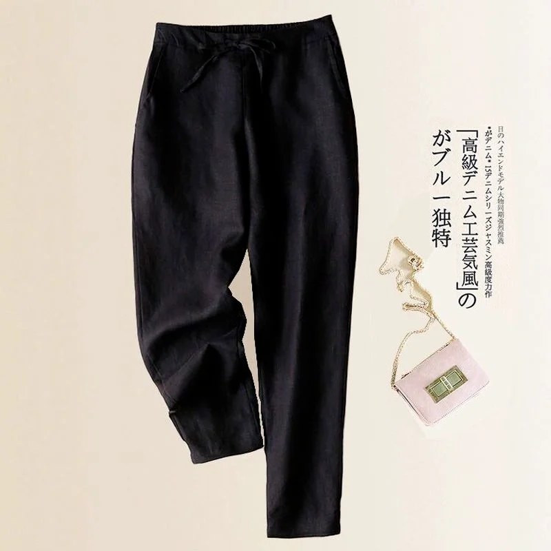 Casual S-5XL Cotton Linen Pants Women 2023 Spring Loose Cotton Trousers Women Vintage Elegant Trousers Formal Pencil Pants 19724