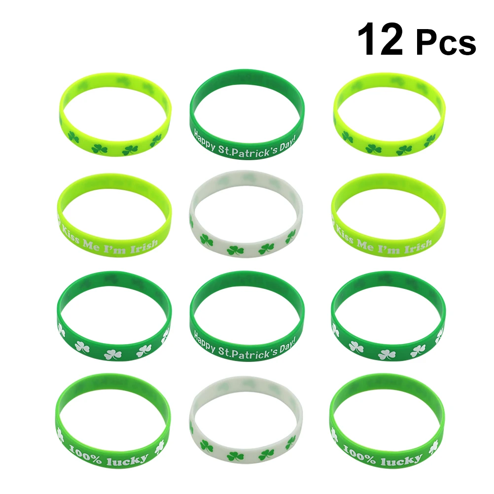 

36 Pcs Green Bracelet Wrist Bands Patrick Day Gift Accessories Festival Wristbands Patricks Saint Party Favors Child Event