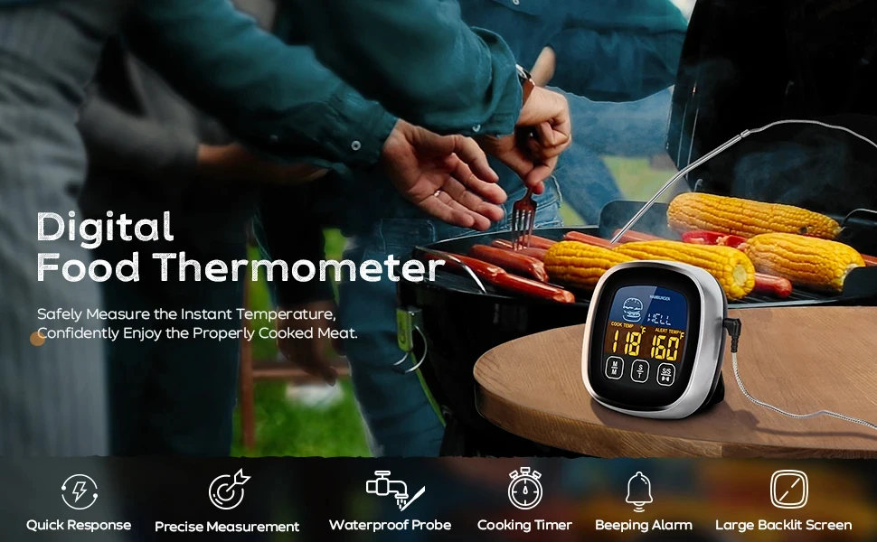 HOMEFISH Digitales Fleisch-Küchenthermometer aus Edelstahl, wasserdicht, Fleischtemperatur-Thermometer-Sonde für Ofen, Kochen, BBQ – Detail 1
