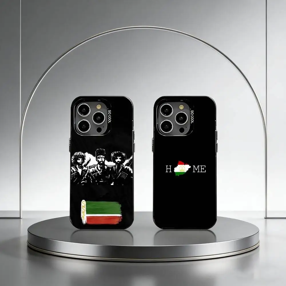 

C-Chechen National Flag Phone Case For iPhone 17,16,15,14,13,12,11 Plus,Pro Max,XS,Colored Silver Plated Inside Cover